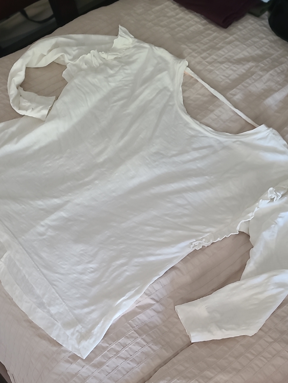 Pilcro White long sleever Tee with ruffled shoulderd